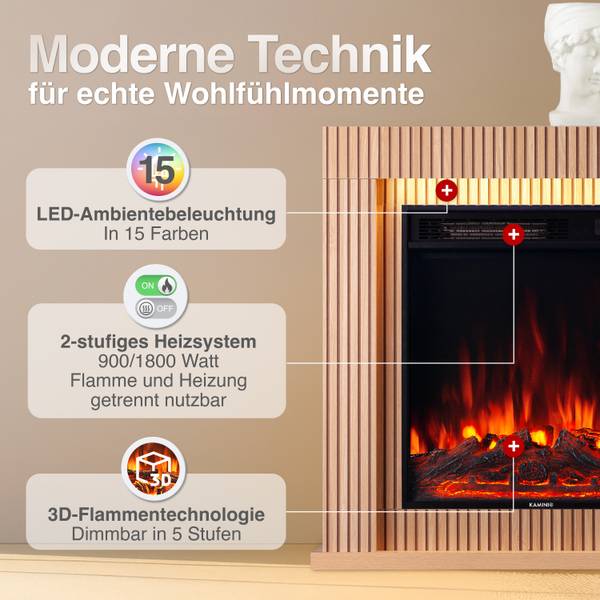Elektrokamin Matti MODERN Schwarz - Holzwerkstoff - 81 x 80 x 22 cm