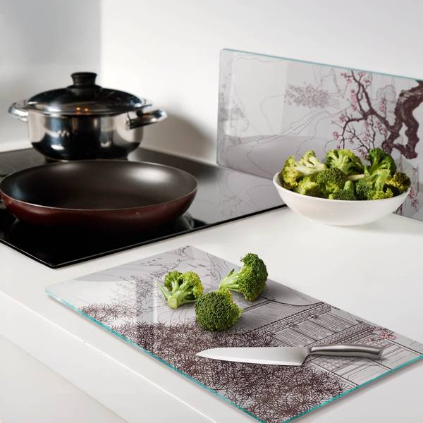 Schneidebrett Panda 2er Set Braun - Glas - 52 x 1 x 30 cm