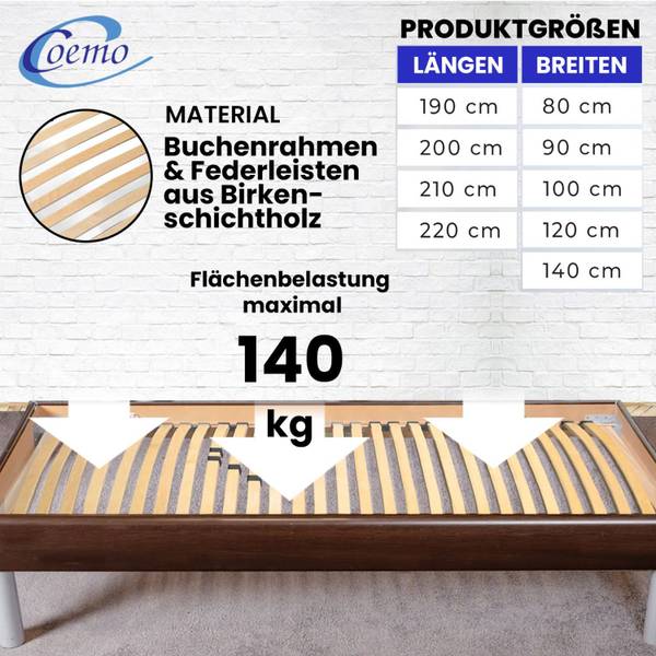 Lattenrost BASIC 2er Set Braun - Holzwerkstoff - 200 x 8 x 90 cm