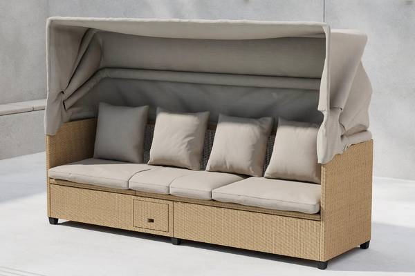 Tuinbank Nopy beige - deels massief hout - 200 x 135 x 60 cm