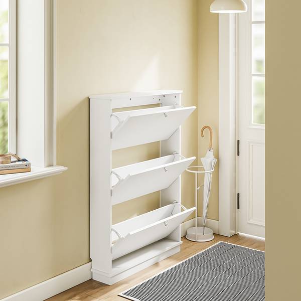 Schoenenkast FSR215-W wit - glas - 18 x 113 x 76 cm