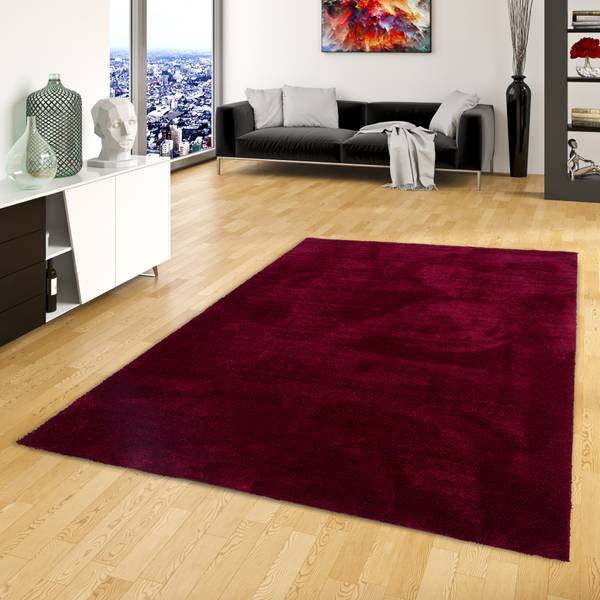 Hochflorteppich Livorno Rubinrot - 80 x 200 cm