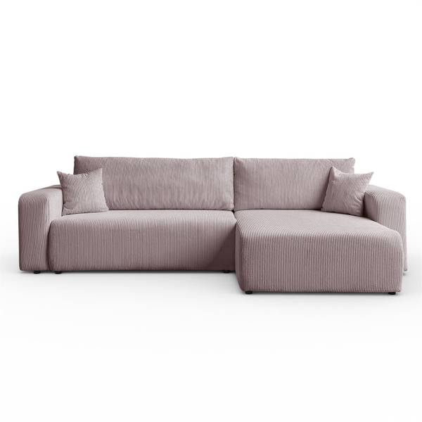 Ecksofa PRESTIGE XL mit Schlaffunktion Pink - Polyester - 277 x 83 x 143 cm