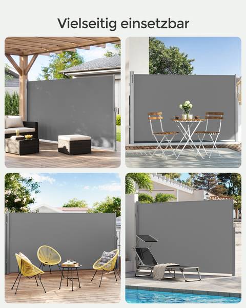 Seitenmarkise Summer Grau - Metall - 400 x 160 x 9 cm