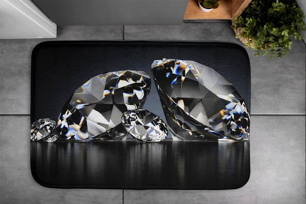 Badteppich Rauten Schwarz - Textil - 90 x 60 x 90 cm