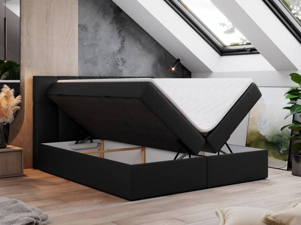 Boxspringbett RICO Schwarz - Breite: 200 cm - H3