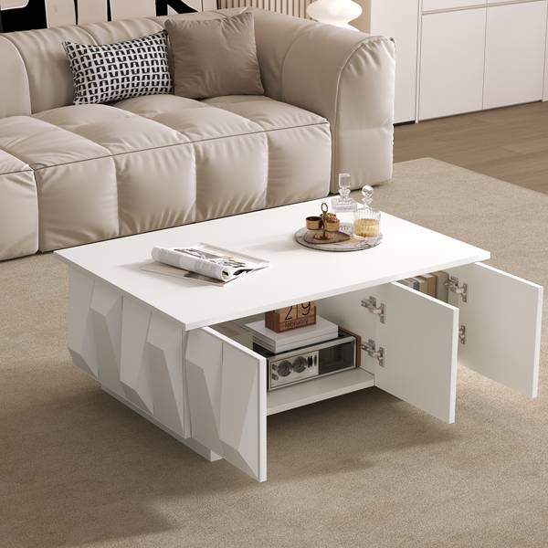 Couchtisch Eurynom Ⅰ Weiß - Holzwerkstoff - 95 x 40 x 67 cm