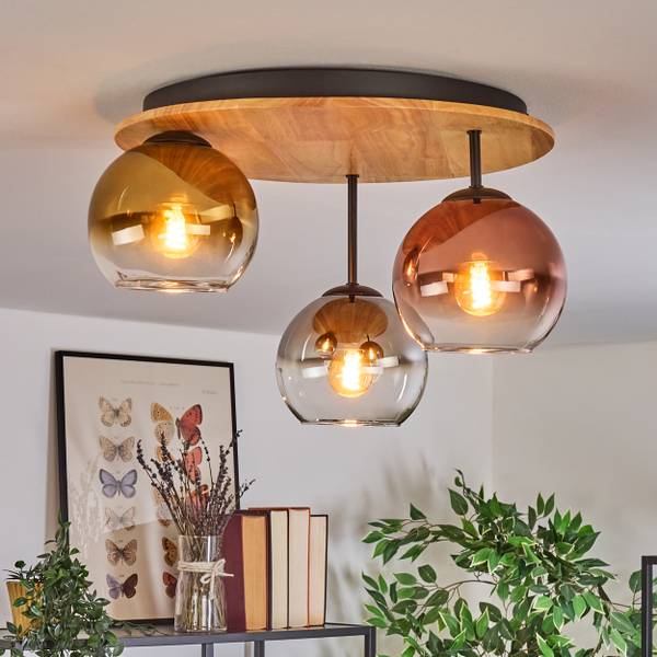 Deckenleuchte Cesaro Gold - Grau - Silber - Aluminium - Klarglas - 42 x 29 x 43 cm