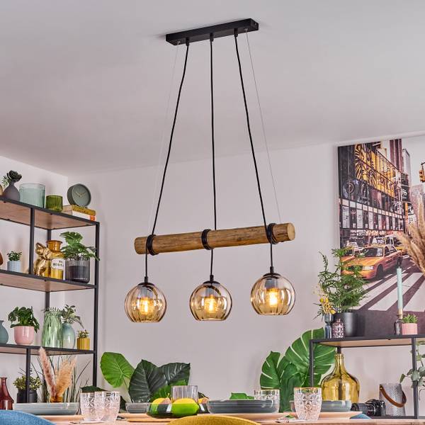 Pendelleuchte Cesaro Orange - Holzwerkstoff - Metall - 30 x 150 x 60 cm