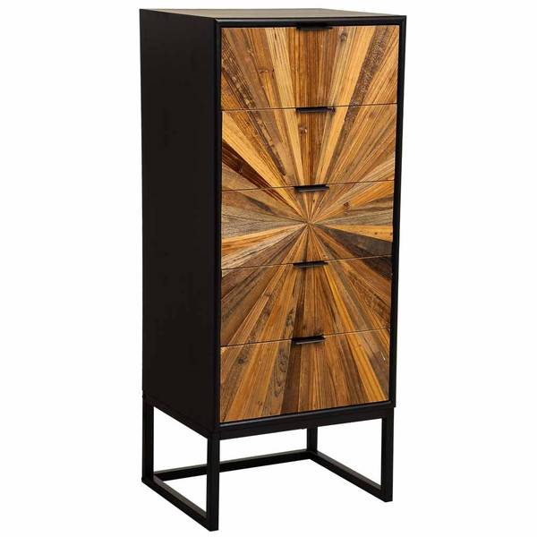 Commode Taki Noir - En partie en bois massif - 42 x 105 x 37 cm