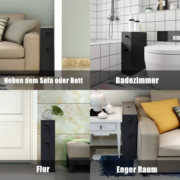 Nischenschrank Badschrank Schwarz - Holzwerkstoff - 48 x 58 x 16 cm