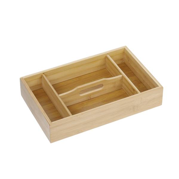 Bambus  Besteckkasten mit Tragegriff Braun - Holzverbundwerkstoff - 37 x 7 x 23 cm