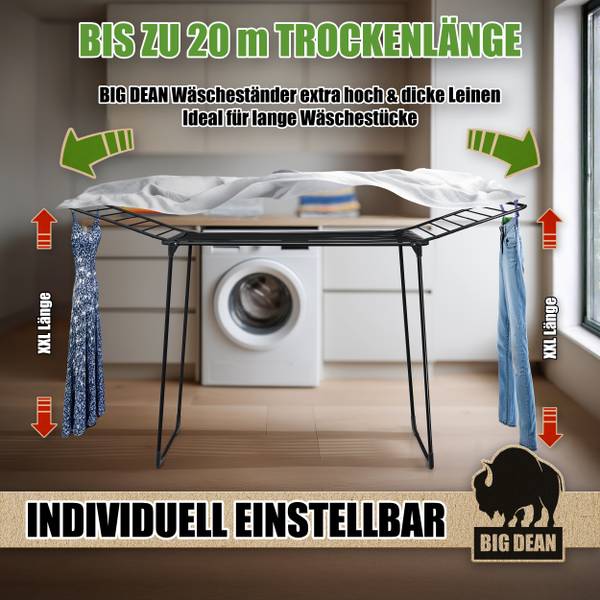 Wäscheständer 1000425 Schwarz - Kunststoff - 56 x 110 x 179 cm