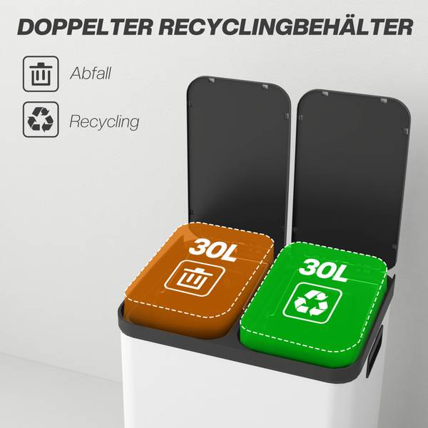 Afvalemmer 851-035V00WT wit - metaal - 40 x 67 x 49 cm