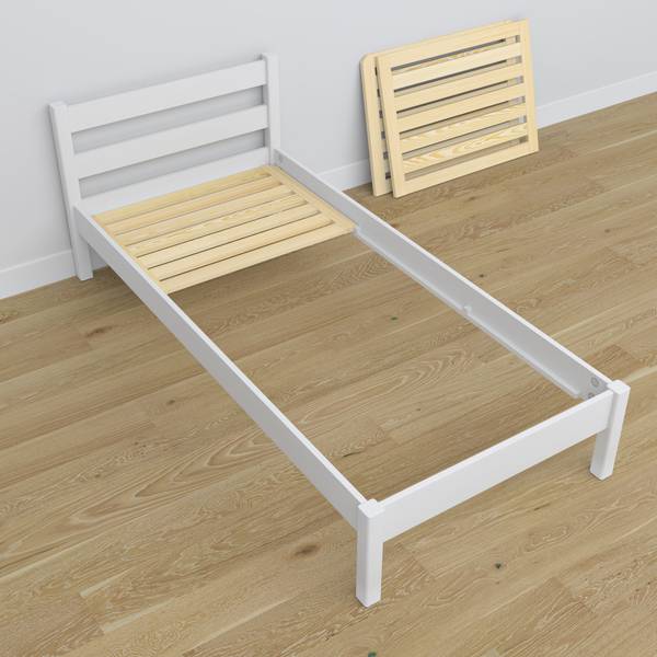 Einzelbett N01 mit Schublade Weiß - 128 x 198 cm