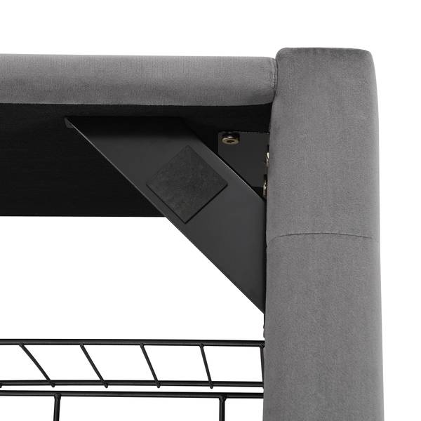 Doppelbett Apollo Ⅶ Grau - Polyester - Samt - Kiefer - Stahl - 145 x 101 x 200 cm