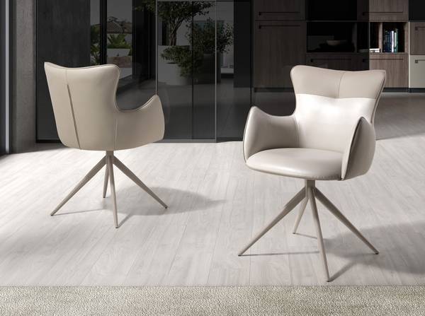 Drehstuhl 4203 Weiß - Polyester - Edelstahl - Vinyl - 59 x 86 x 63 cm