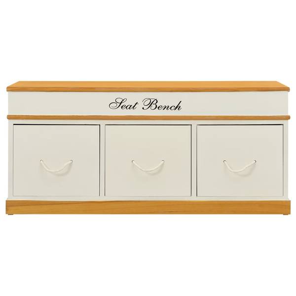 Sitzbank D3129 Weiß - Massivholz - 35 x 45 x 100 cm