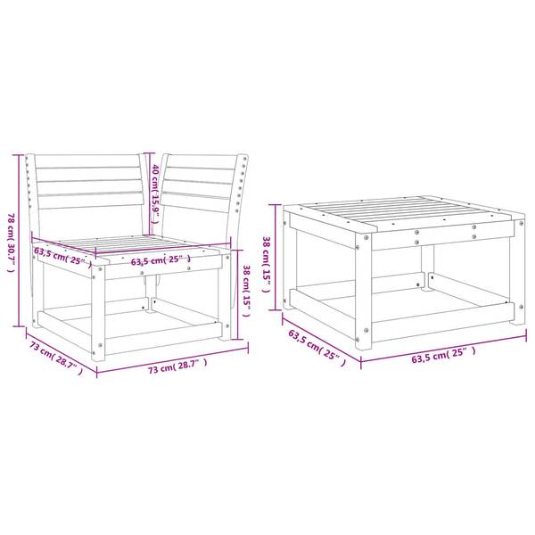 Garten-Lounge-Set 3034117-1 (3-teilig) Braun - Weiß