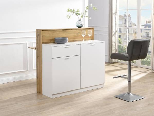 Barmöbel LAMONIA Braun - Weiß - Holz teilmassiv - 50 x 115 x 120 cm