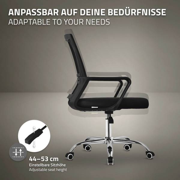 Chaise de bureau ergonomique ERGON-B Noir - Métal - Matière plastique - 59 x 100 x 58 cm