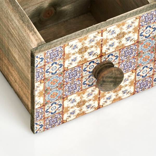 Schubladenbox "Mosaik", Holz Weiß - Holzwerkstoff - 14 x 12 x 12 cm