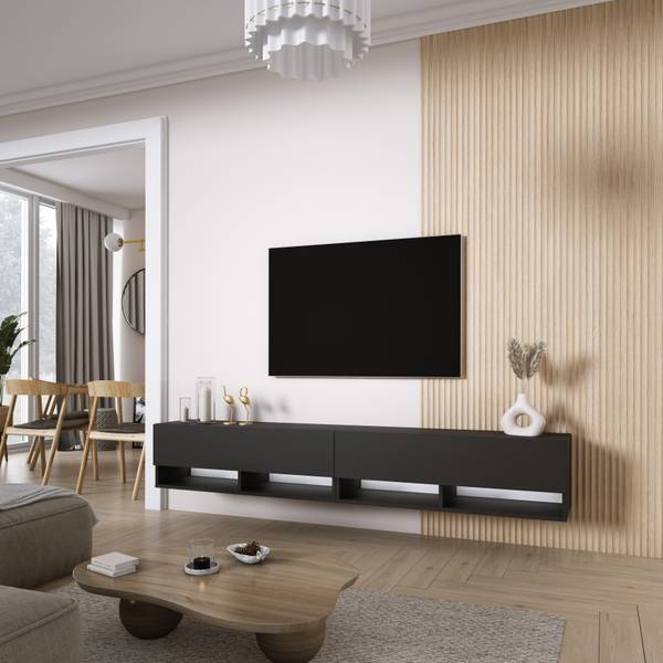 TV-Lowboard Nomi II Schwarz - Breite: 200 cm