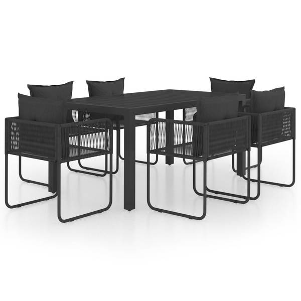 Eetset 3004876-3 set van 7 zwart - Diepte: 150 cm