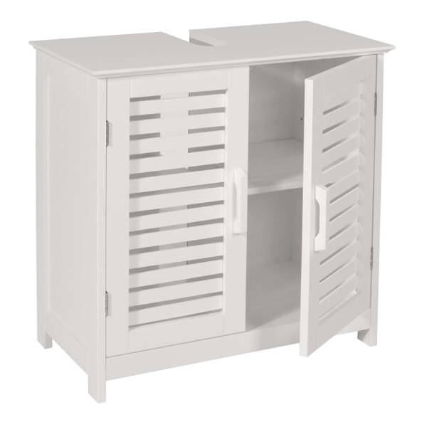 Waschbeckenunterschrank B41 Weiß - Bambus - Holzwerkstoff - 60 x 60 x 30 cm