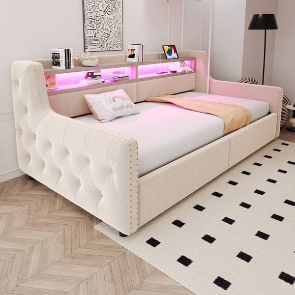 Einzelbett K-1170 Beige