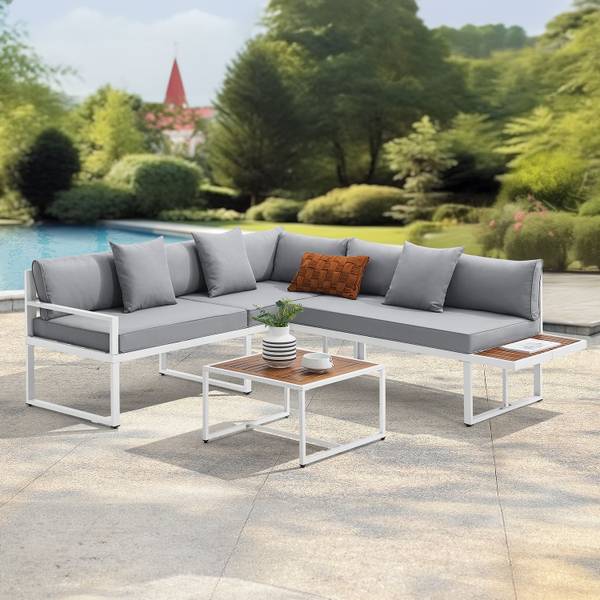 Gartenmöbel Lounge St Tropez (2er Set) Weiß - Metall - 192 x 77 x 219 cm