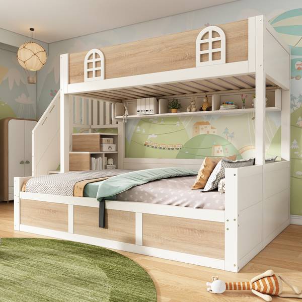 Etagenbett NaturWoody Ⅰ Braun - Holzwerkstoff - 145 x 155 x 253 cm