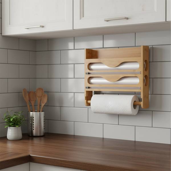 Wandrollenhalter Küche Braun - Holzverbundwerkstoff - 35 x 27 x 7 cm