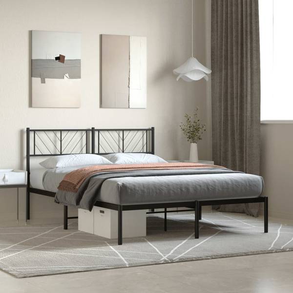 Bettgestell mit Kopfteil X267 Schwarz - Metall - 142 x 90 x 196 cm