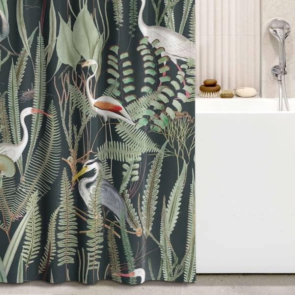 Duschvorhang Flamingos Störche Pflanzen 180 x 200 cm