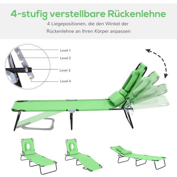 Zonnebed 84B-002GN groen - textiel - 58 x 36 x 187 cm