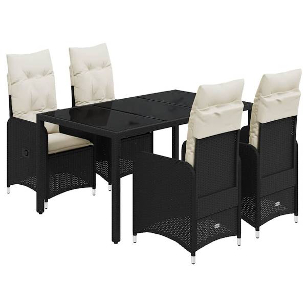 Bistroset 3037743-2 set van 5 zwart - staal - 90 x 75 x 150 cm