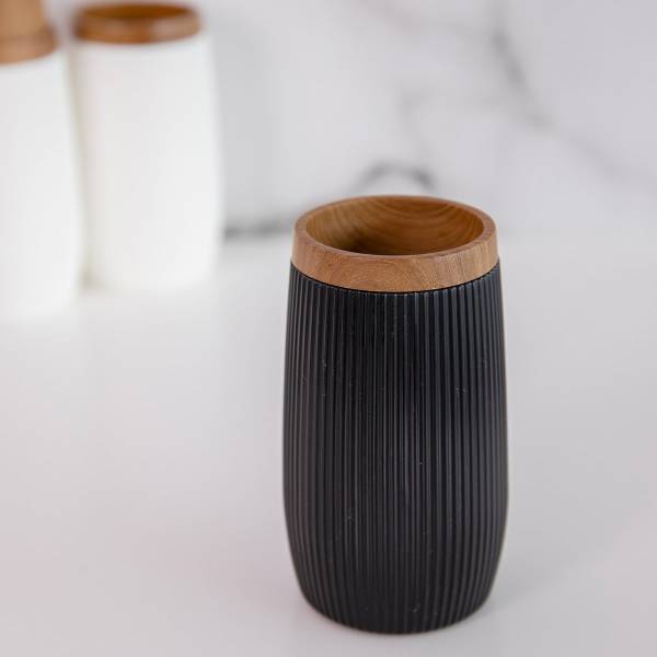 Badezimmerbecher DIALL Schwarz - Kunststoff - 7 x 12 x 7 cm