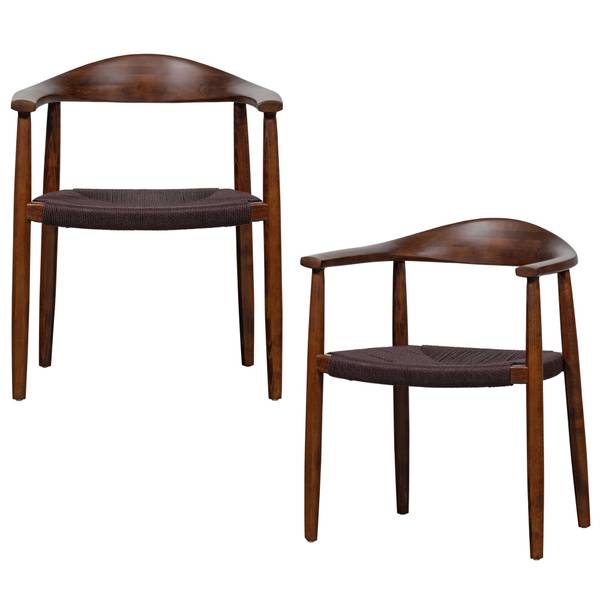 Esszimmerstühle Embrace 2er-Set Braun - Flachgewebe - Microfaser - Strukturesche - 64 x 76 x 53 cm