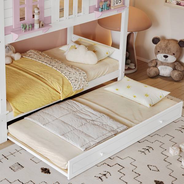 Etagenbett LucyWoody Ⅰ Weiß - Holzwerkstoff - 96 x 211 x 253 cm