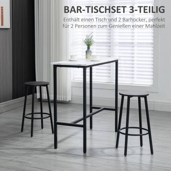 Bartisch 835-943V00WT 3er-Set Weiß - Holzwerkstoff - 40 x 90 x 100 cm