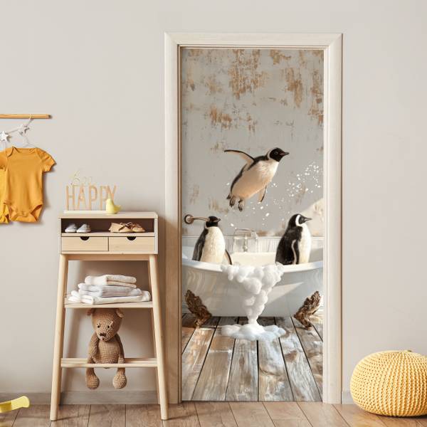 FOTOTAPETE TÜR Pinguine 90 x 205 cm