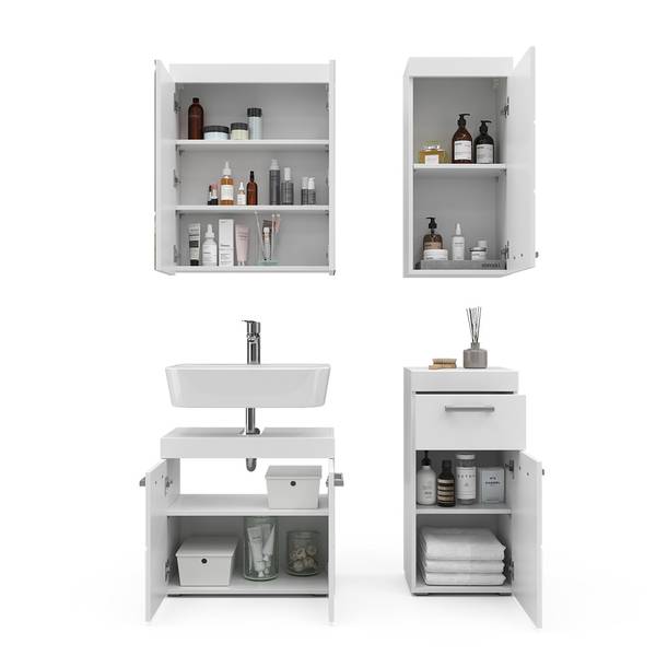 Meubles bain Luna 38782 lot de 4 Blanc pur