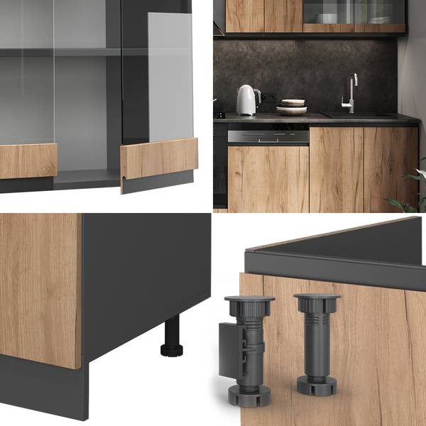 Küchenzeile R-Line 42942 Braun - Grau - Holzwerkstoff - 300 x 207 x 60 cm