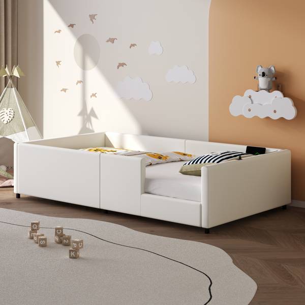 Kinderbett K-1366 Weiß - Holzwerkstoff - 98 x 44 x 212 cm