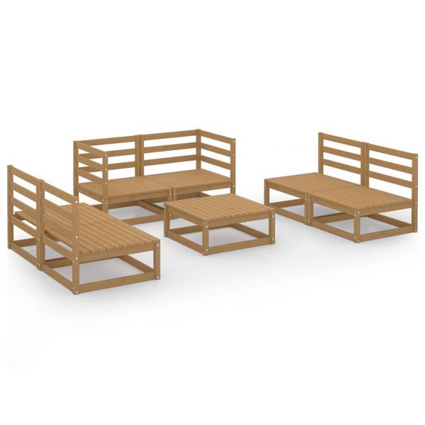Garten-Lounge-Set 3009898-1 (7-teilig) Braun - Kiefer - 70 x 30 x 70 cm