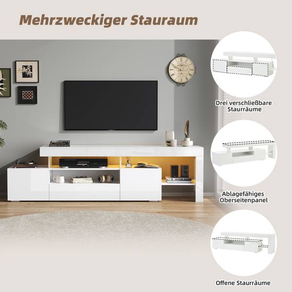 Meuble TV Endymion Ⅱ Blanc - Bois manufacturé - 37 x 53 x 192 cm