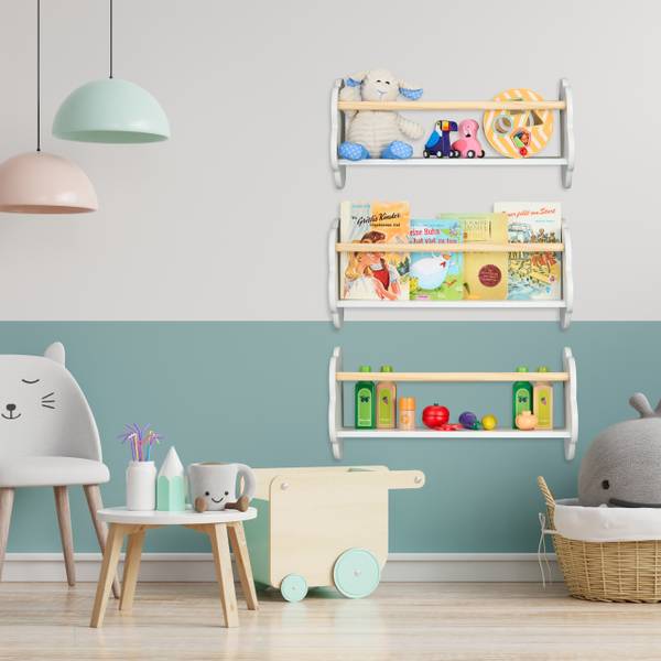 Bücherregal Kinder Wolke 3er Set Braun - Weiß - Holzwerkstoff - 50 x 24 x 18 cm