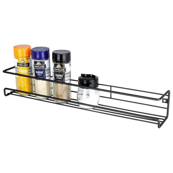 Gewürzregal 229057 Schwarz - Metall - 7 x 7 x 40 cm