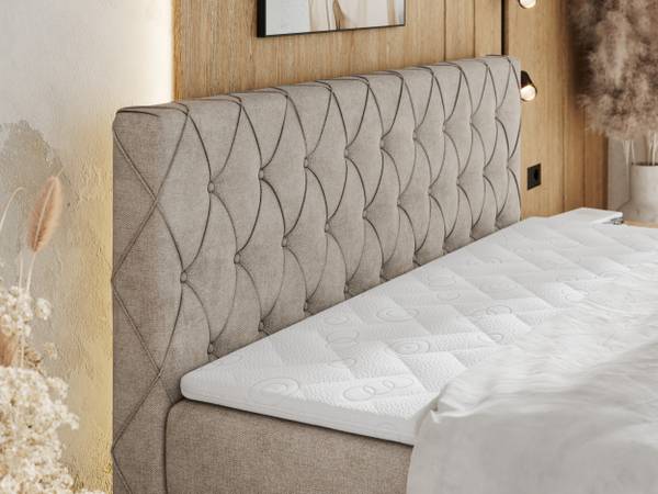 Boxspringbett MIREN KING DUO Sandbraun - Breite: 201 cm - H4